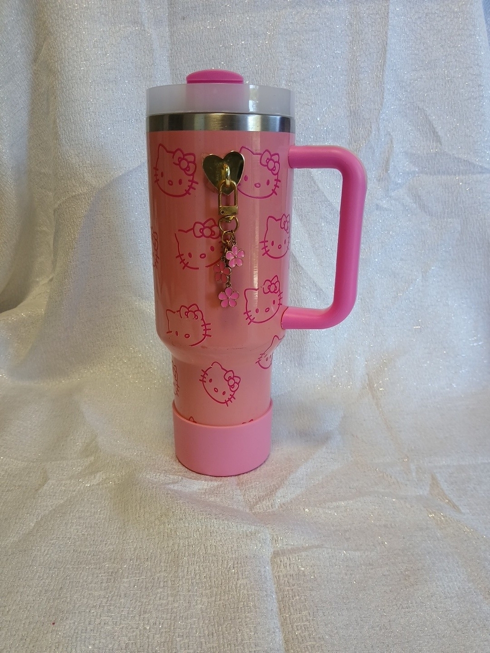 Hello Kitty Pink Travel Mug with Heart Charm